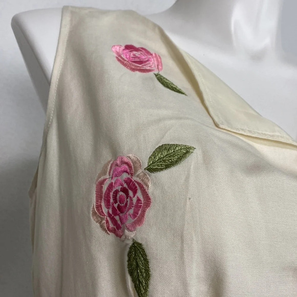 Joy & Peace Cream Pink Embroidered Floral Linen Blend Sleeveless Blouse Size 20W - Picture 3 of 7